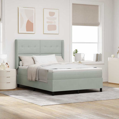 Boxspring Bed Met Hoofdeinde Fluweel Lichtgrijs