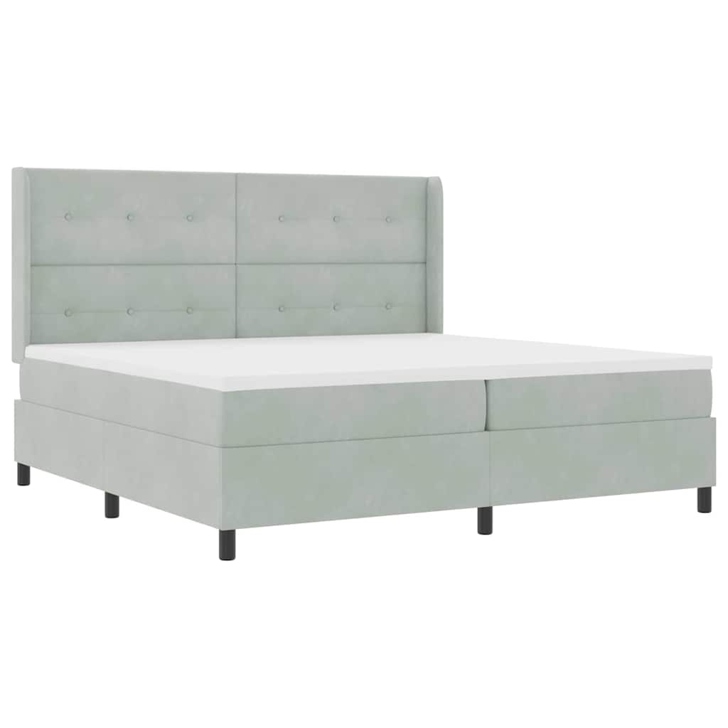Boxspring Bed Met Hoofdeinde Fluweel Lichtgrijs