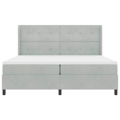 Boxspring Bed Met Hoofdeinde Fluweel Lichtgrijs