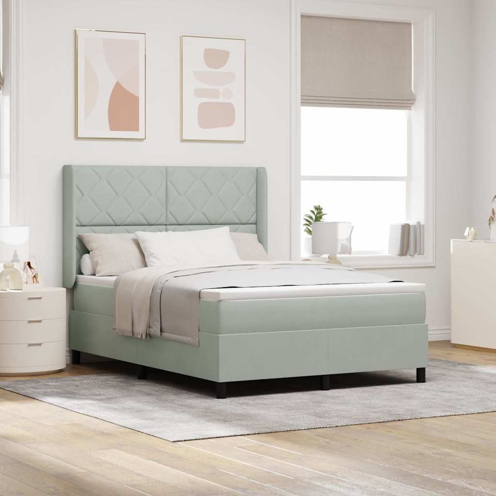 Boxspring Bed Met Hoofdeinde Fluweel Lichtgrijs