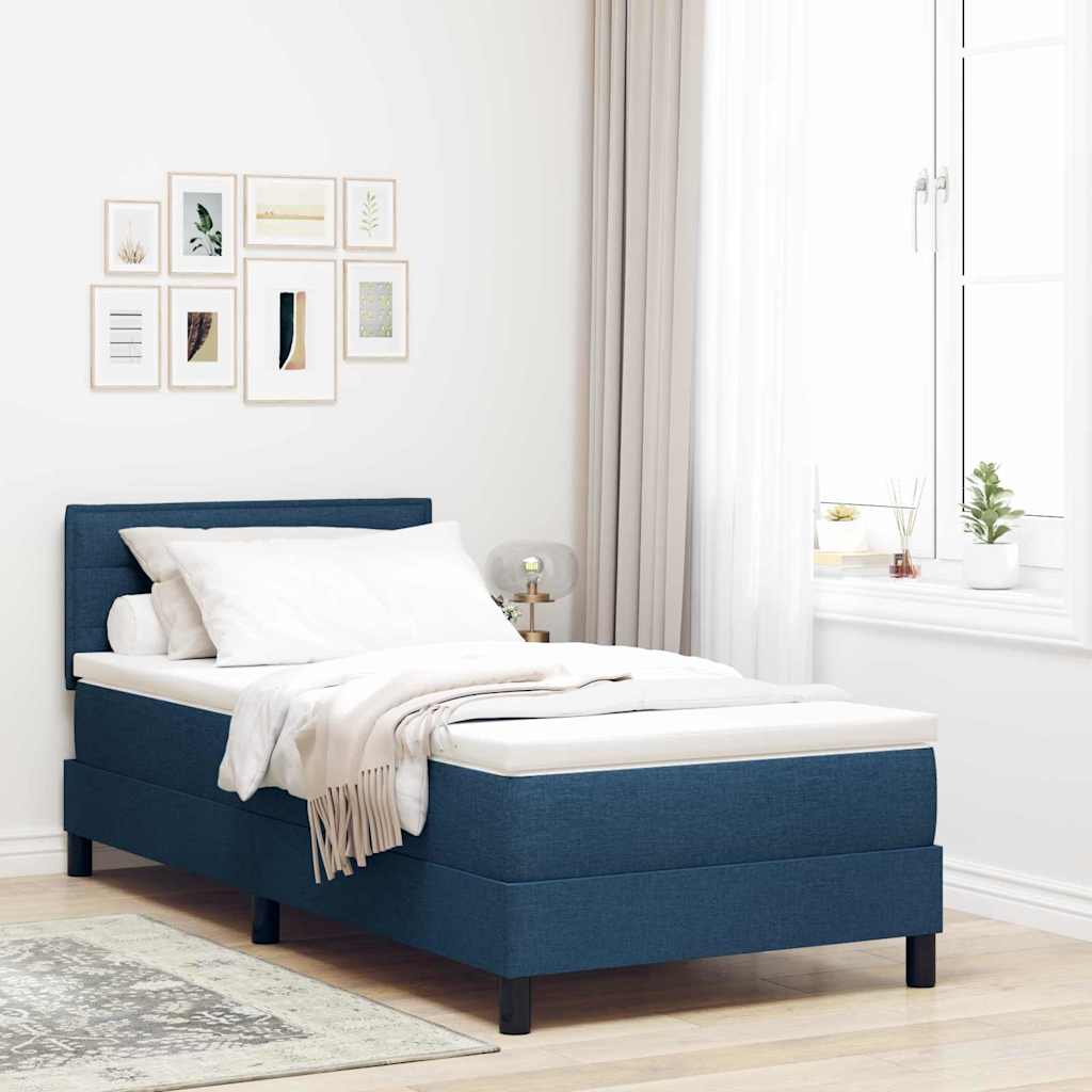 Boxspring Bed Met Matras Met Hoofdeinde Stof Blauw