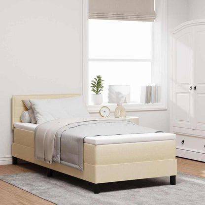 Boxspring Bed Met Matras Met Hoofdeinde Stof Crème