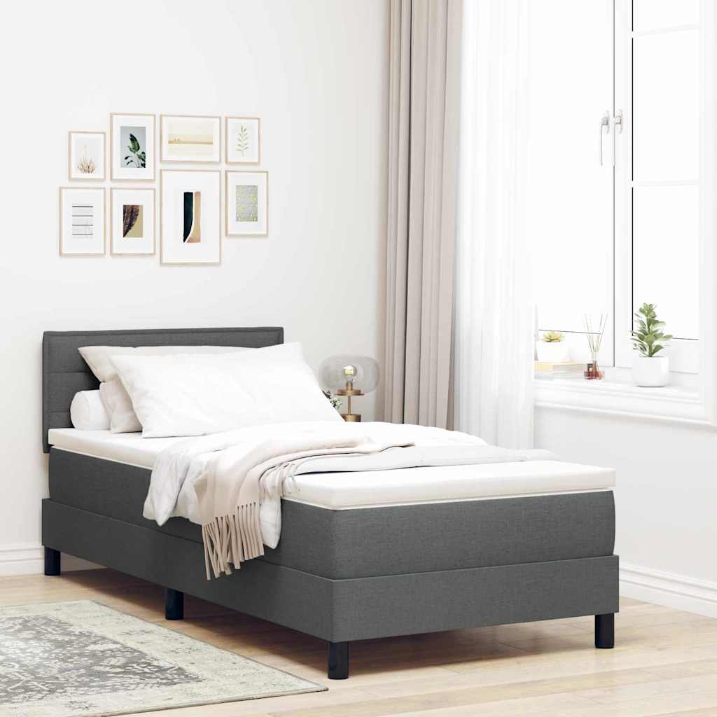 Boxspring Bed Met Matras Stof Donkergrijs