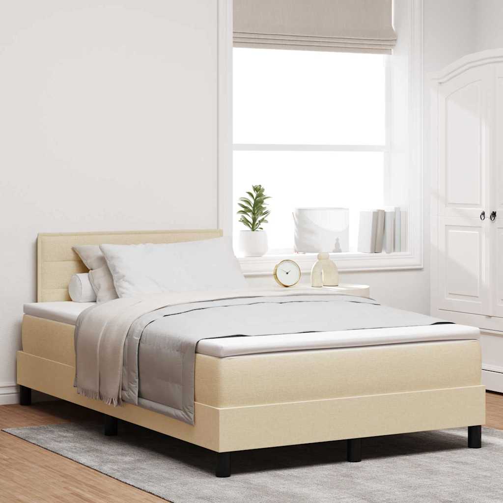 Boxspring Bed Met Matras Met Hoofdeinde Stof Crème