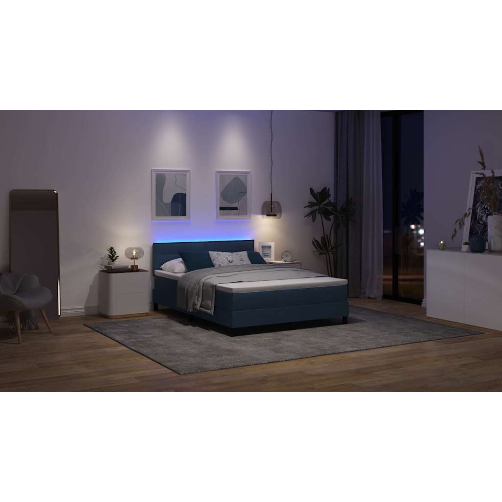 Boxspring Bed Met Matras Met Hoofdeinde Stof Blauw