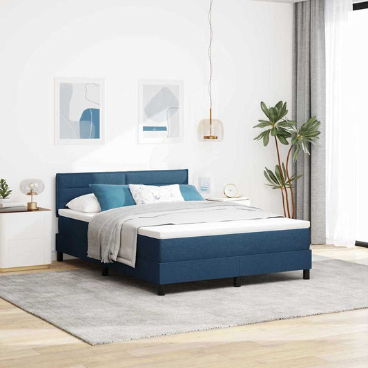 Boxspring Bed Met Matras Met Hoofdeinde Stof Blauw