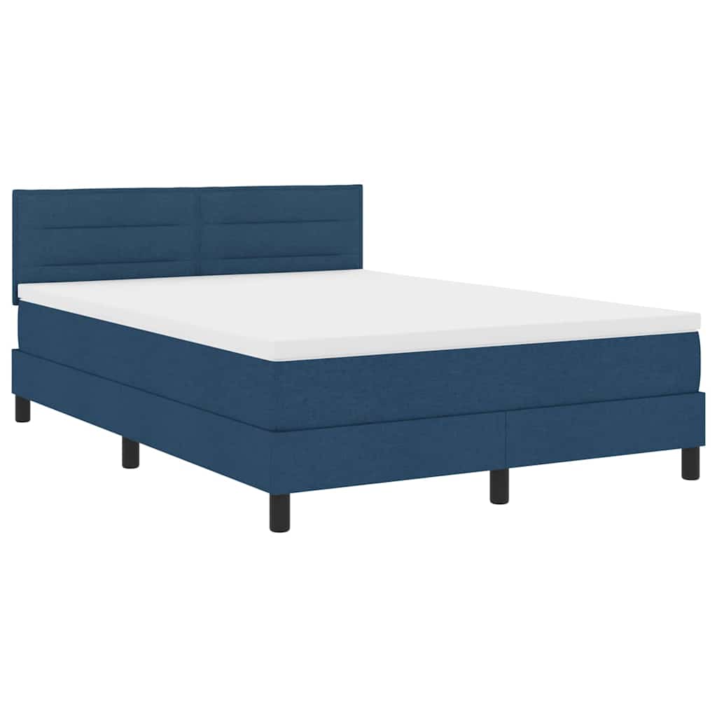 Boxspring Bed Met Matras Met Hoofdeinde Stof Blauw