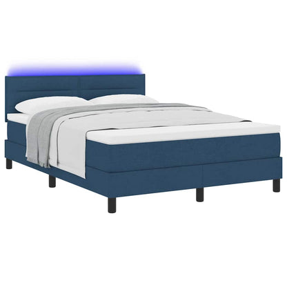 Boxspring Bed Met Matras Met Hoofdeinde Stof Blauw