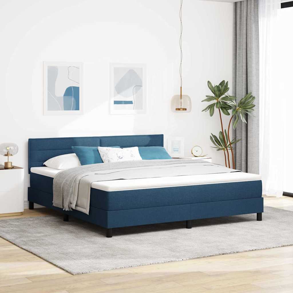 Boxspring Bed Met Matras Met Hoofdeinde Stof Blauw