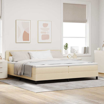 Boxspring Bed Met Matras Met Hoofdeinde Stof Crème