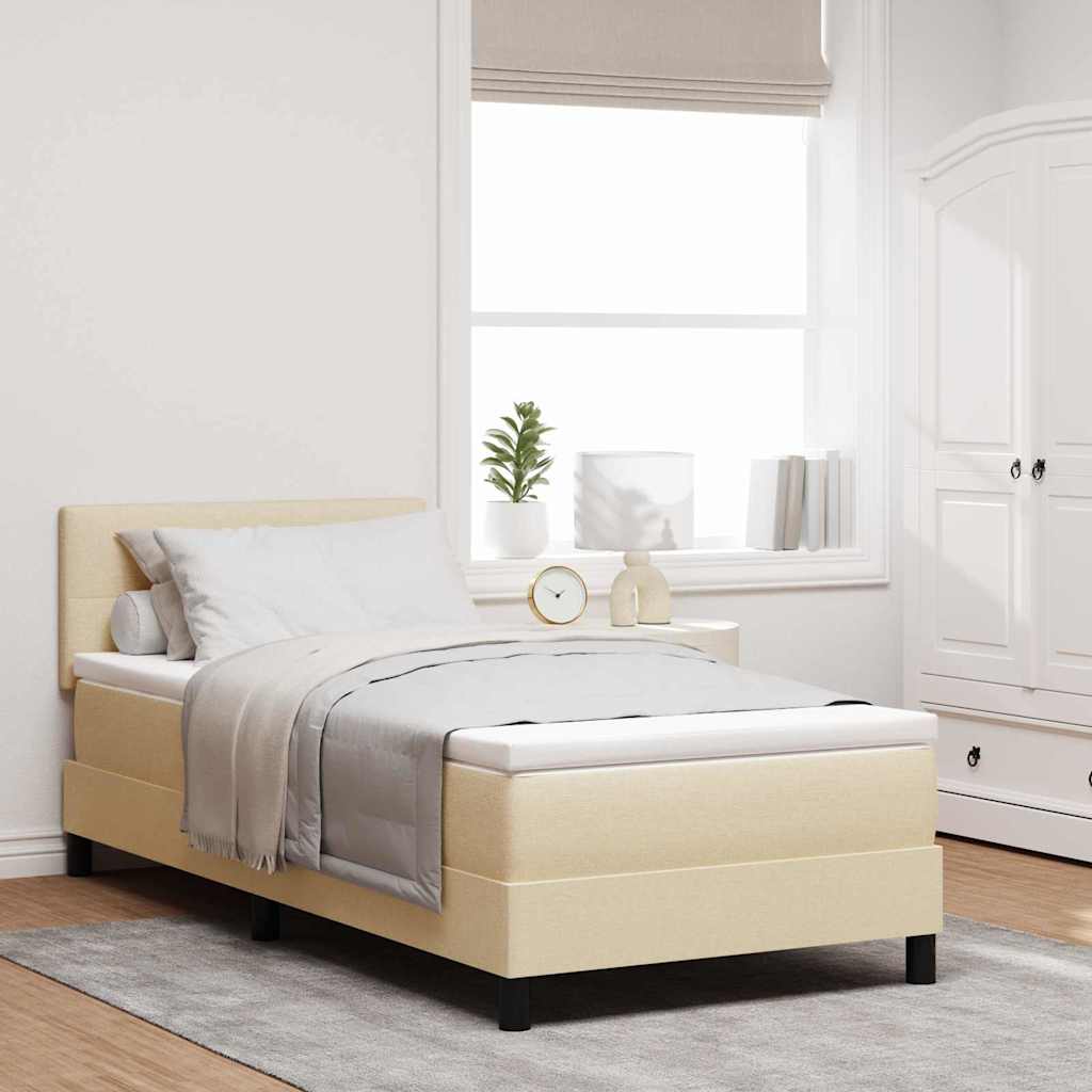 Boxspring Bed Met Matras Met Hoofdeinde Stof Crème