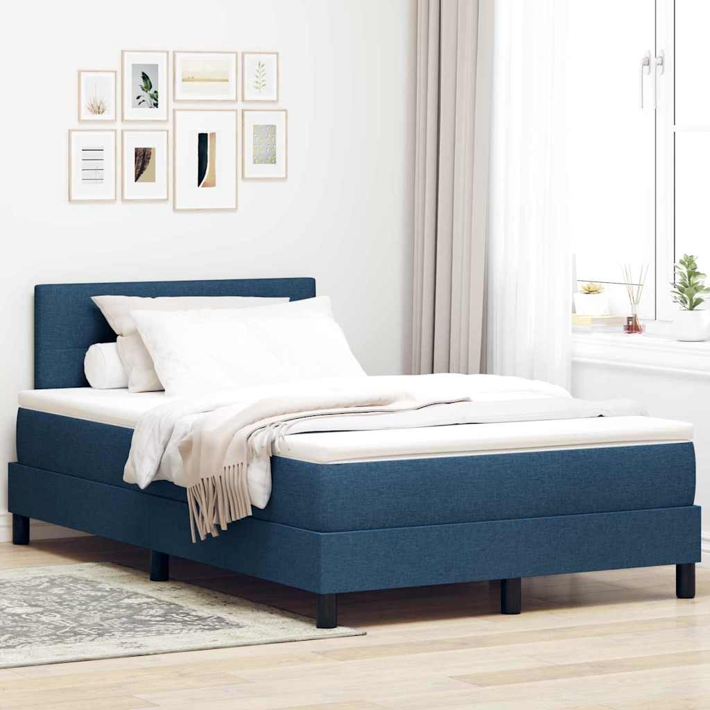 Boxspring Bed Met Matras Met Hoofdeinde Stof Blauw