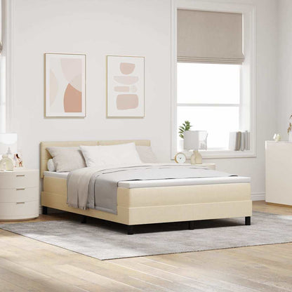 Boxspring Bed Met Matras Met Hoofdeinde Stof Crème