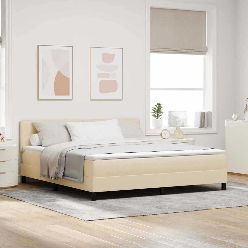 Boxspring Bed Met Matras Met Hoofdeinde Stof Crème