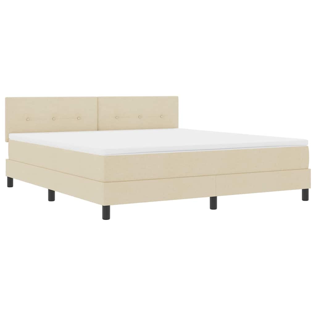 Boxspring Bed Met Matras Met Hoofdeinde Stof Crème