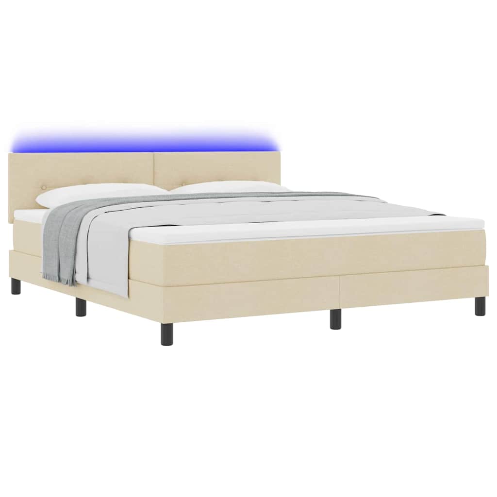 Boxspring Bed Met Matras Met Hoofdeinde Stof Crème