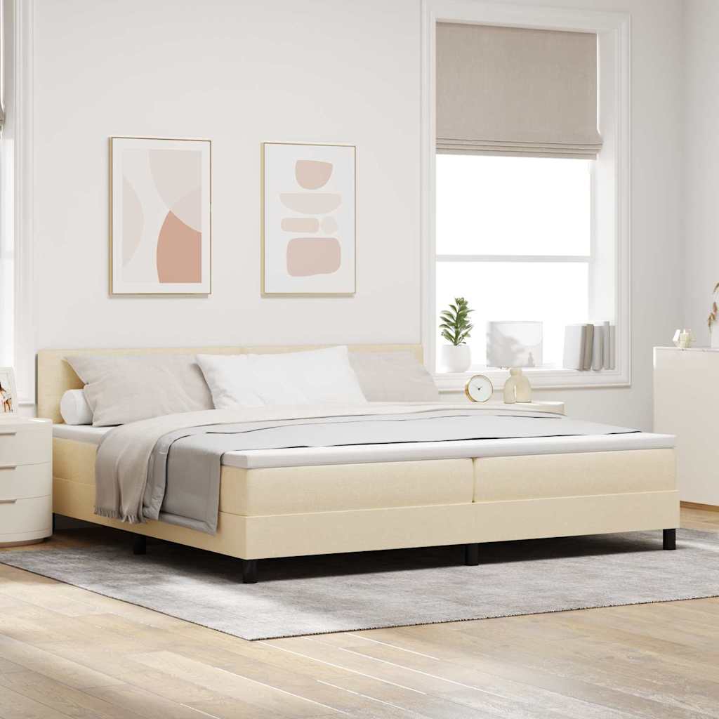 Boxspring Bed Met Matras Met Hoofdeinde Stof Crème