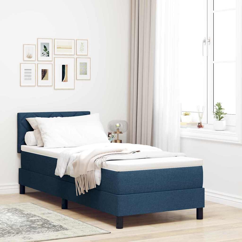 Boxspring Bed Met Matras Met Hoofdeinde Stof Blauw