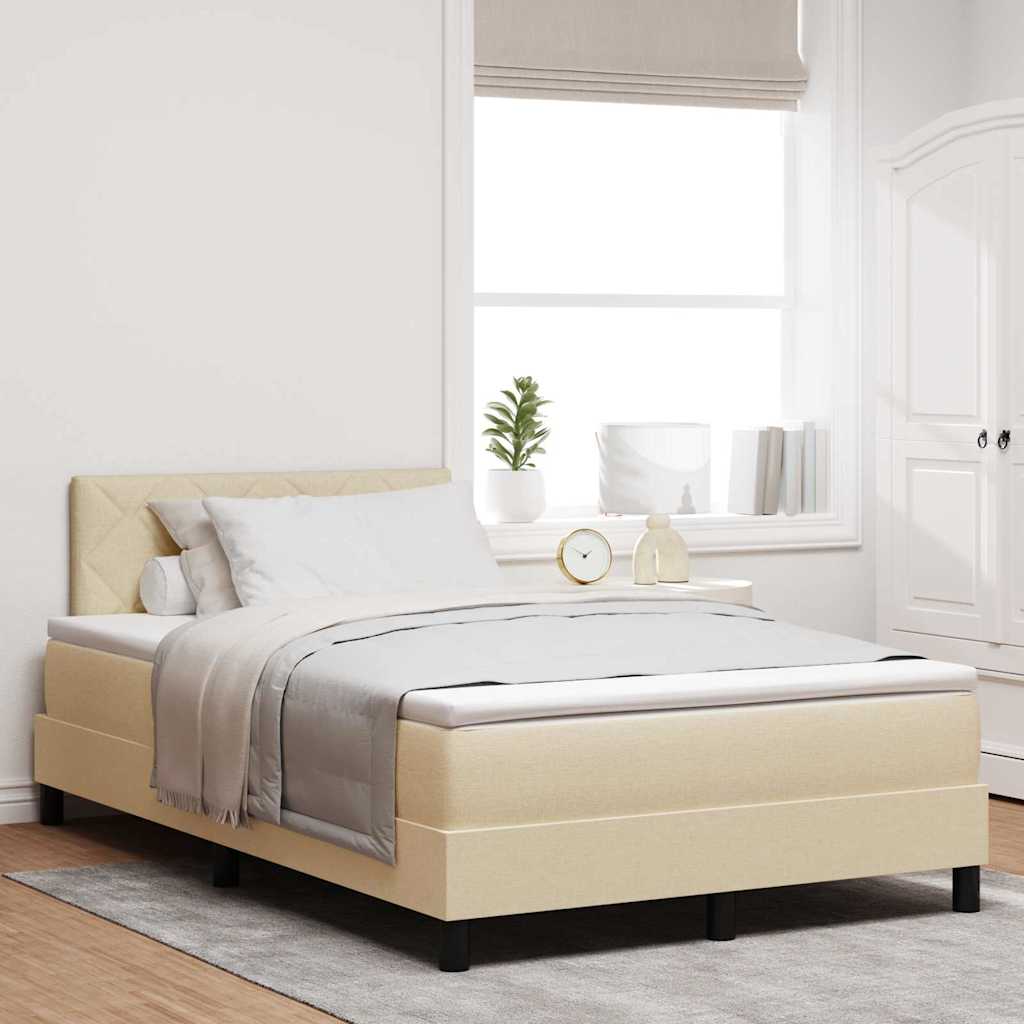 Boxspring Bed Met Matras Met Hoofdeinde Stof Crème
