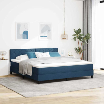 Boxspring Bed Met Matras Met Hoofdeinde Stof Blauw