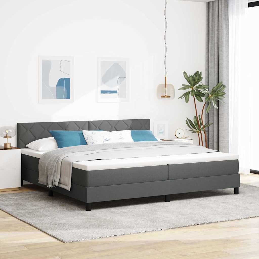 Boxspring Bed Met Matras Stof Donkergrijs