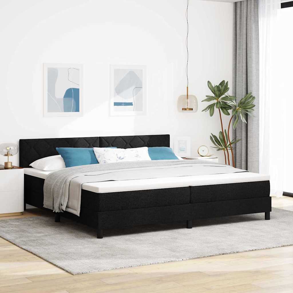 Boxspring Bed Met Matras Met Hoofdeinde Stof Zwart