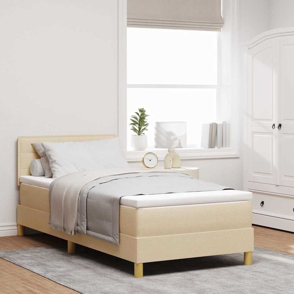 Boxspring Bed Met Matras Met Hoofdeinde Stof Crème