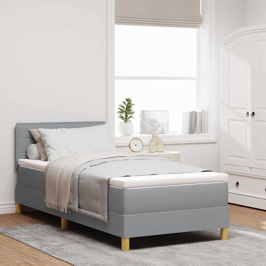 Boxspring Bed Met Matras Stof Lichtgrijs