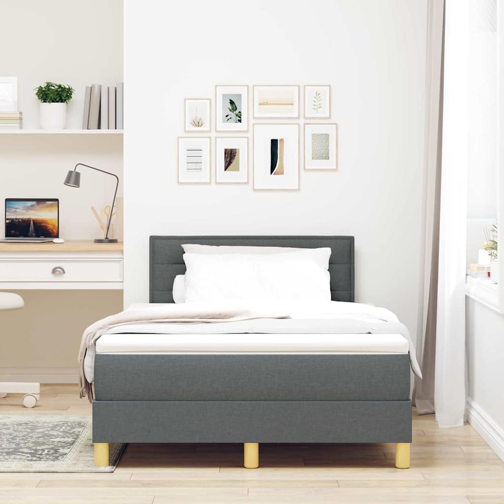 Boxspring Bed Met Matras Stof Donkergrijs