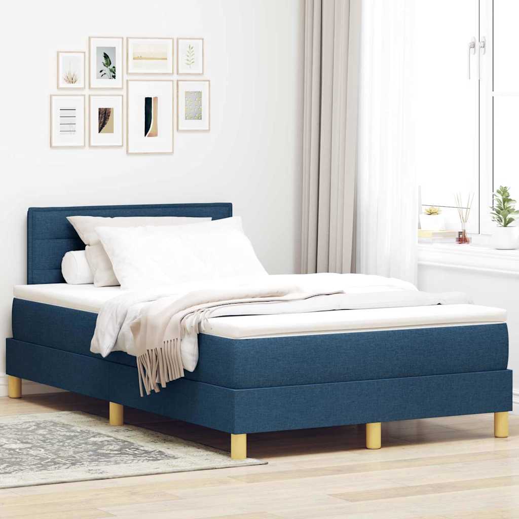 Boxspring Bed Met Matras Met Hoofdeinde Stof Blauw