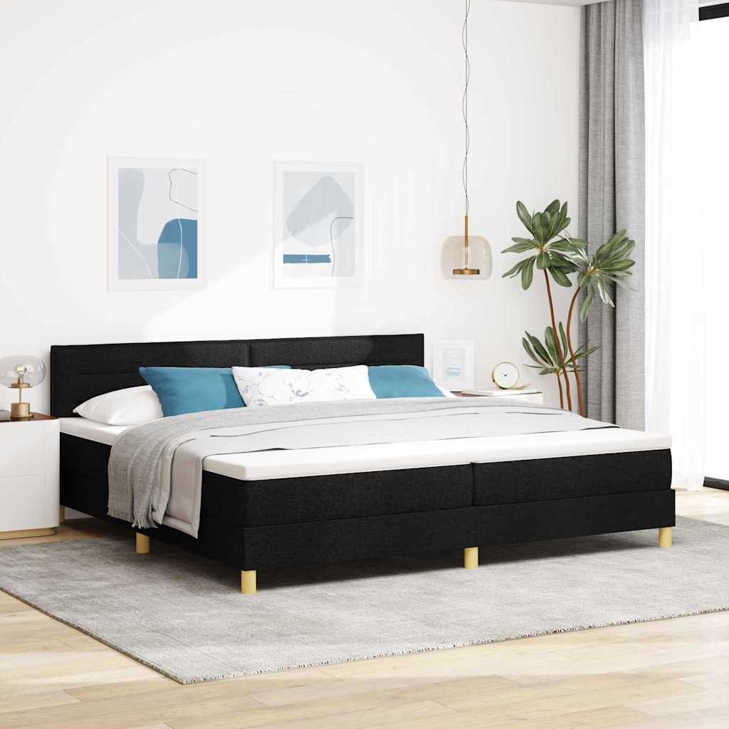 Boxspring Bed Met Matras Met Hoofdeinde Stof Zwart