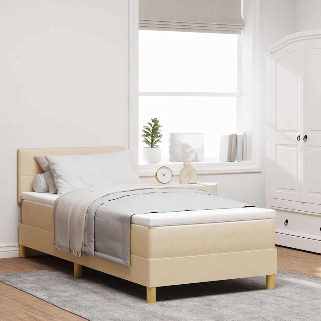 Boxspring Bed Met Matras Met Hoofdeinde Stof Crème