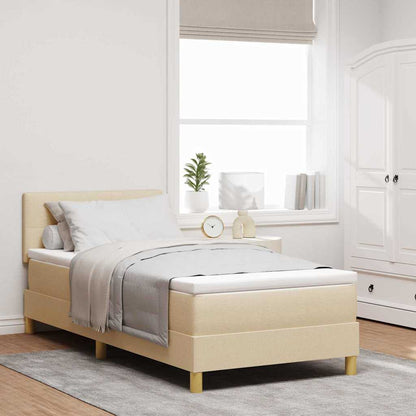 Boxspring Bed Met Matras Met Hoofdeinde Stof Crème