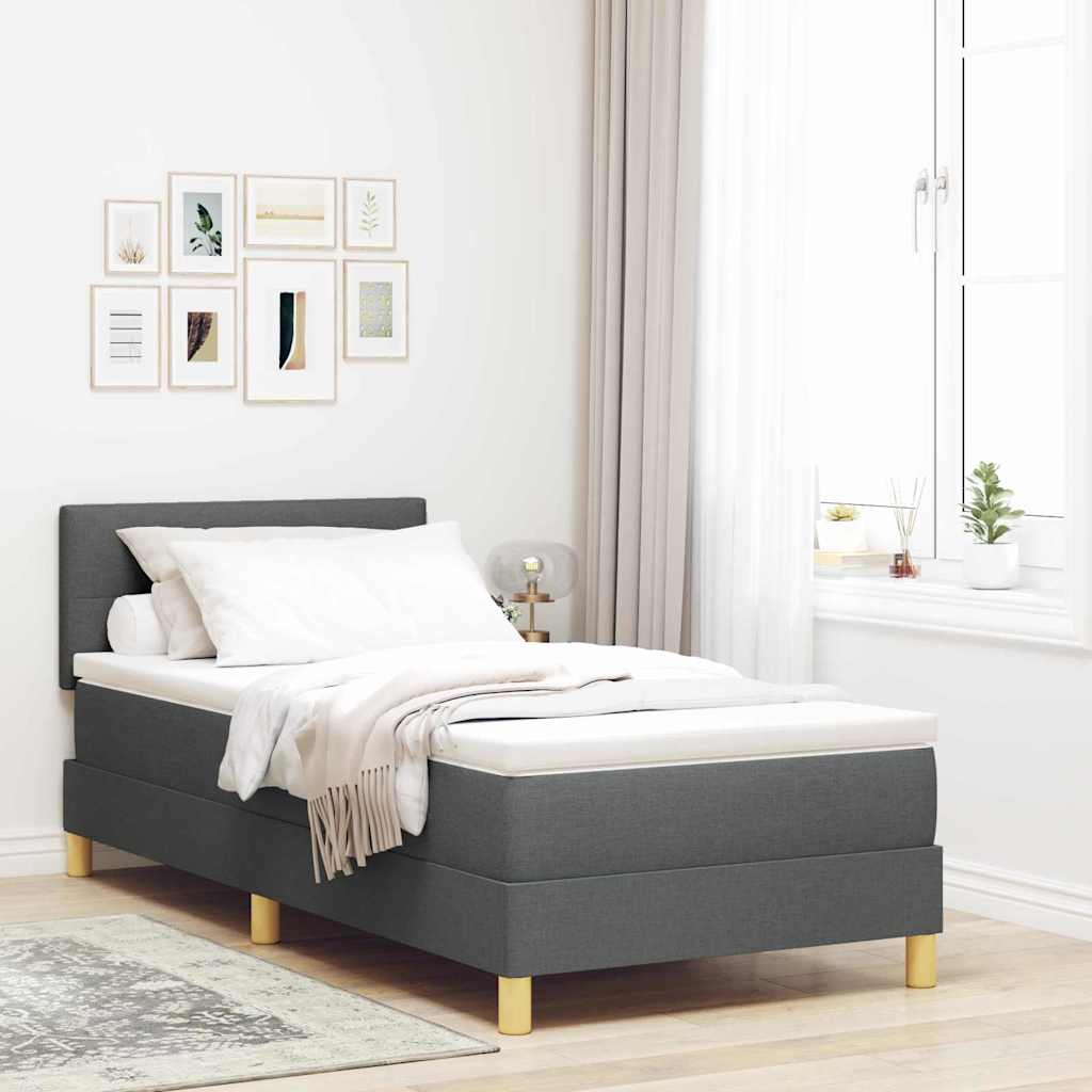 Boxspring Bed Met Matras Stof Donkergrijs