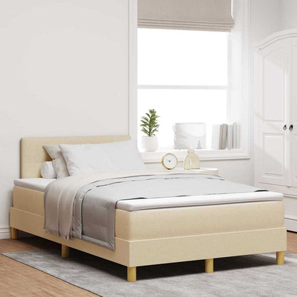 Boxspring Bed Met Matras Met Hoofdeinde Stof Crème