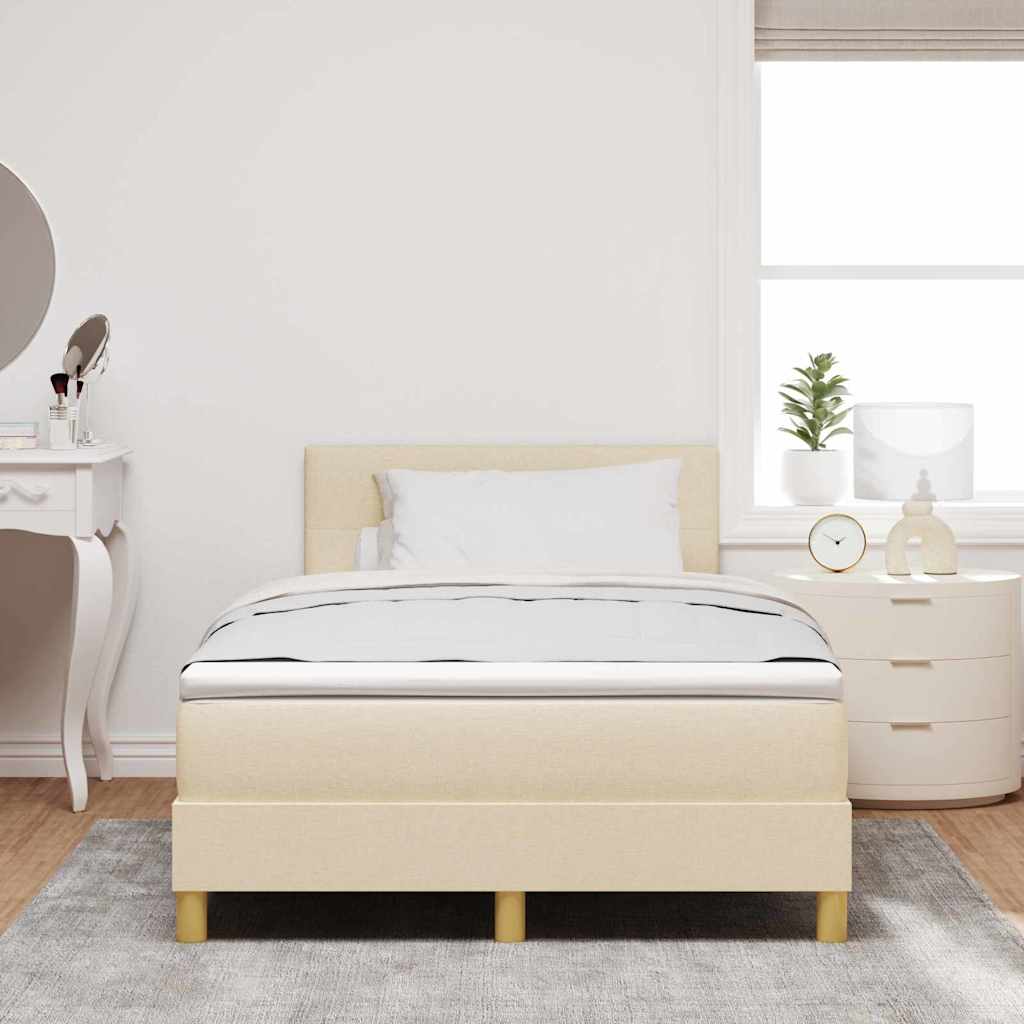 Boxspring Bed Met Matras Met Hoofdeinde Stof Crème