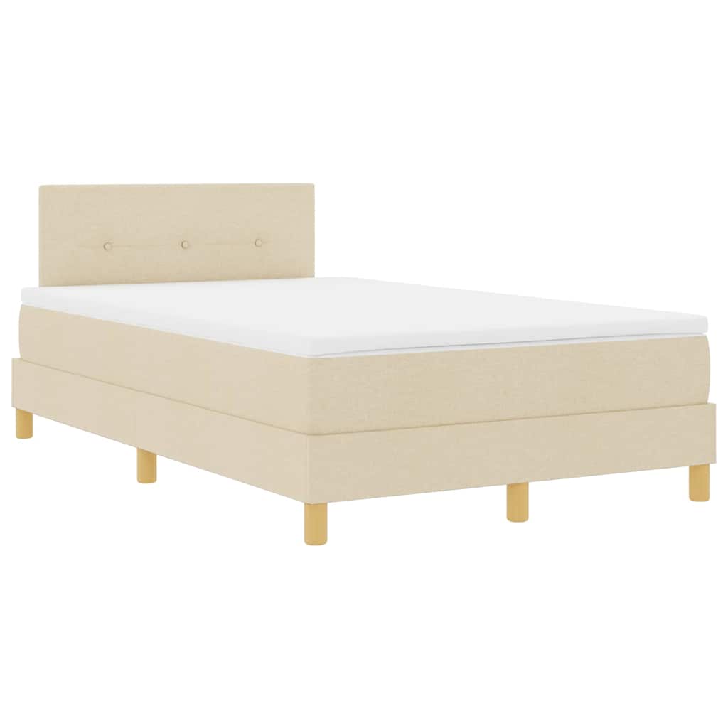 Boxspring Bed Met Matras Met Hoofdeinde Stof Crème