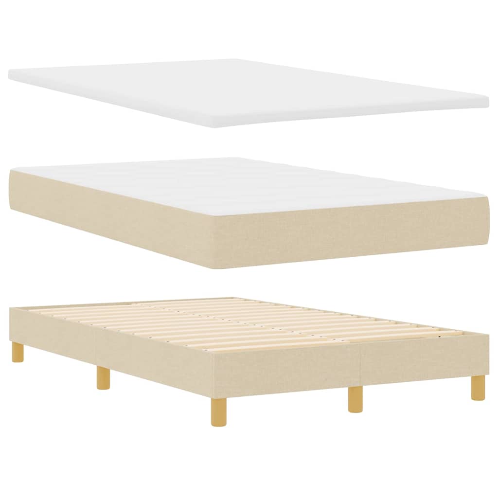 Boxspring Bed Met Matras Met Hoofdeinde Stof Crème