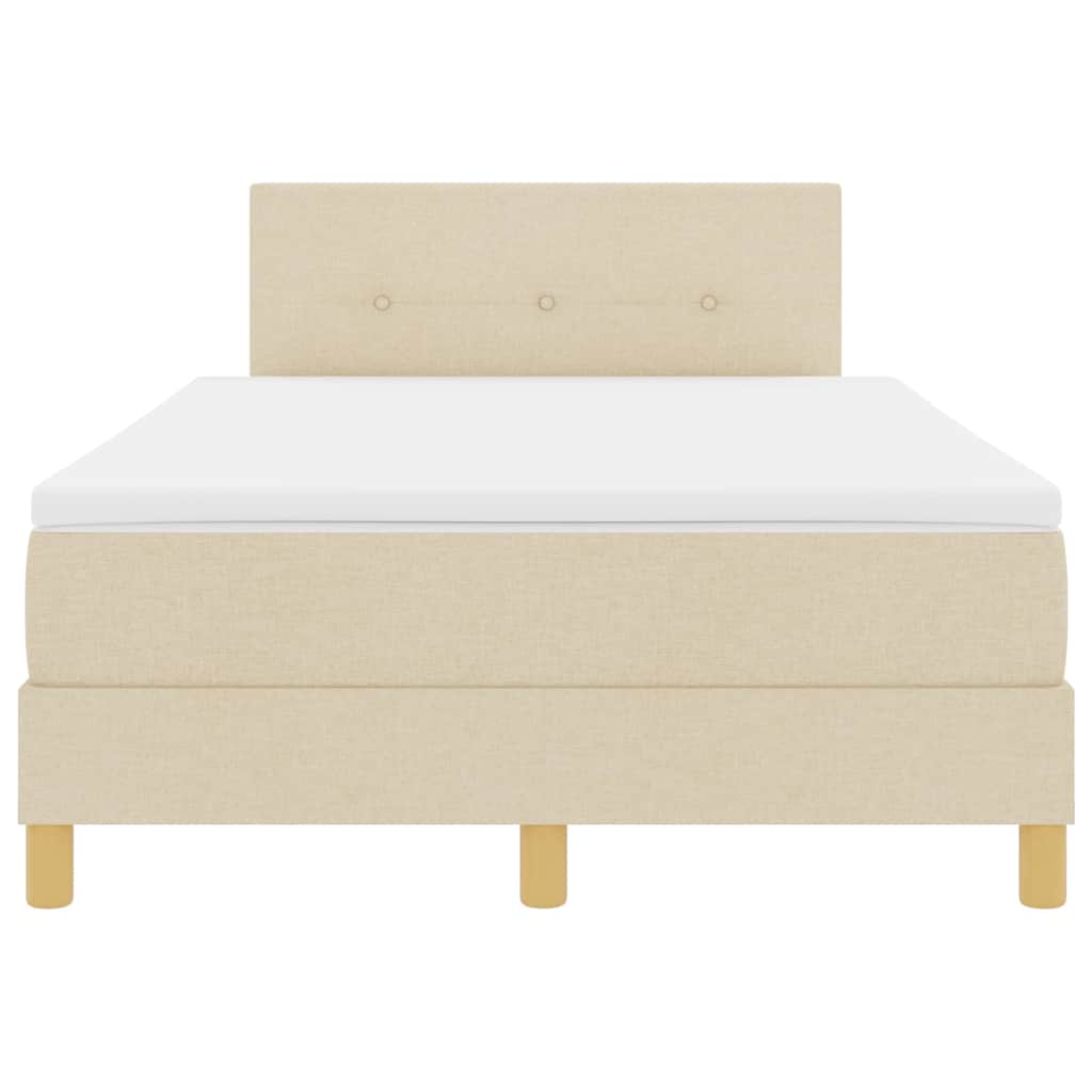 Boxspring Bed Met Matras Met Hoofdeinde Stof Crème