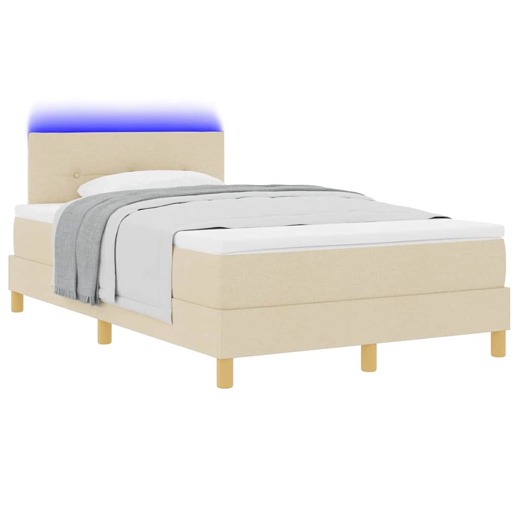 Boxspring Bed Met Matras Met Hoofdeinde Stof Crème