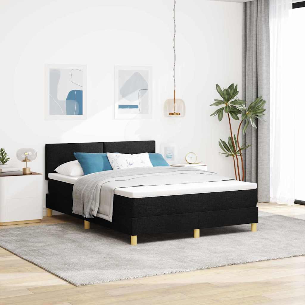 Boxspring Bed Met Matras Met Hoofdeinde Stof Zwart