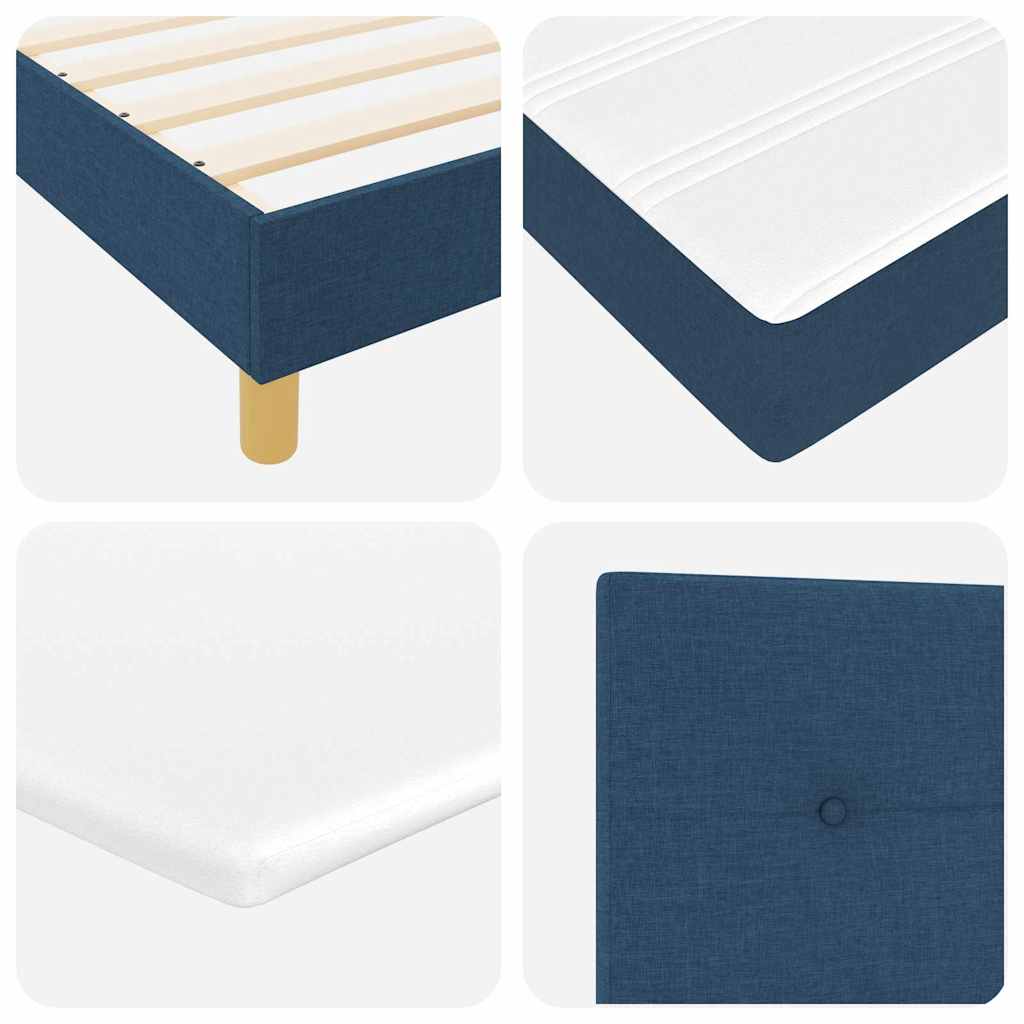 Boxspring Bed Met Matras Met Hoofdeinde Stof Blauw