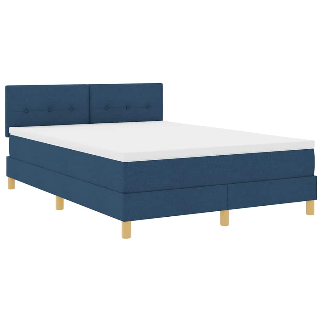 Boxspring Bed Met Matras Met Hoofdeinde Stof Blauw