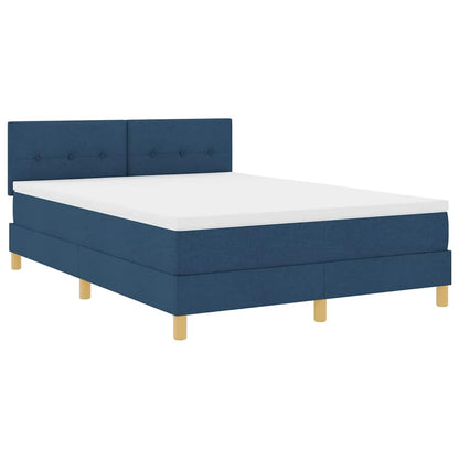 Boxspring Bed Met Matras Met Hoofdeinde Stof Blauw
