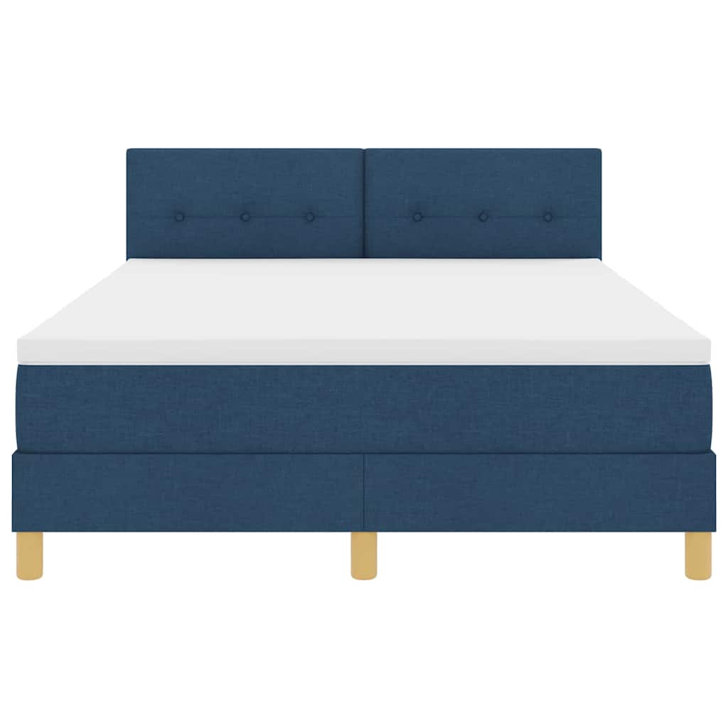 Boxspring Bed Met Matras Met Hoofdeinde Stof Blauw