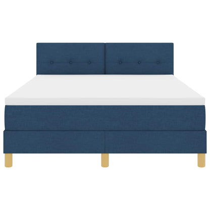 Boxspring Bed Met Matras Met Hoofdeinde Stof Blauw