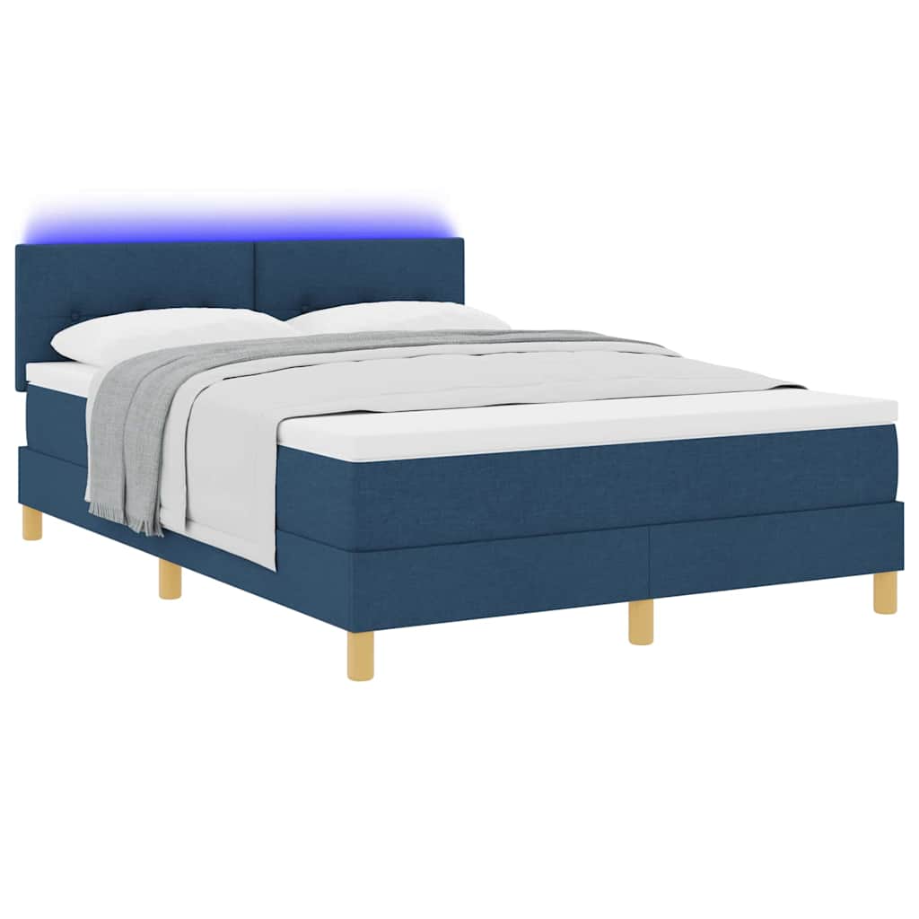 Boxspring Bed Met Matras Met Hoofdeinde Stof Blauw