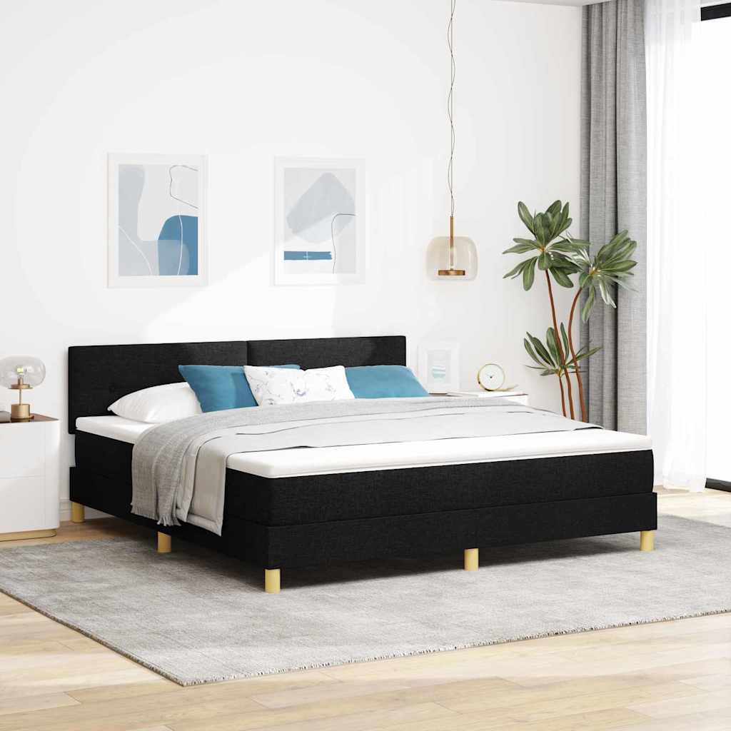 Boxspring Bed Met Matras Met Hoofdeinde Stof Zwart