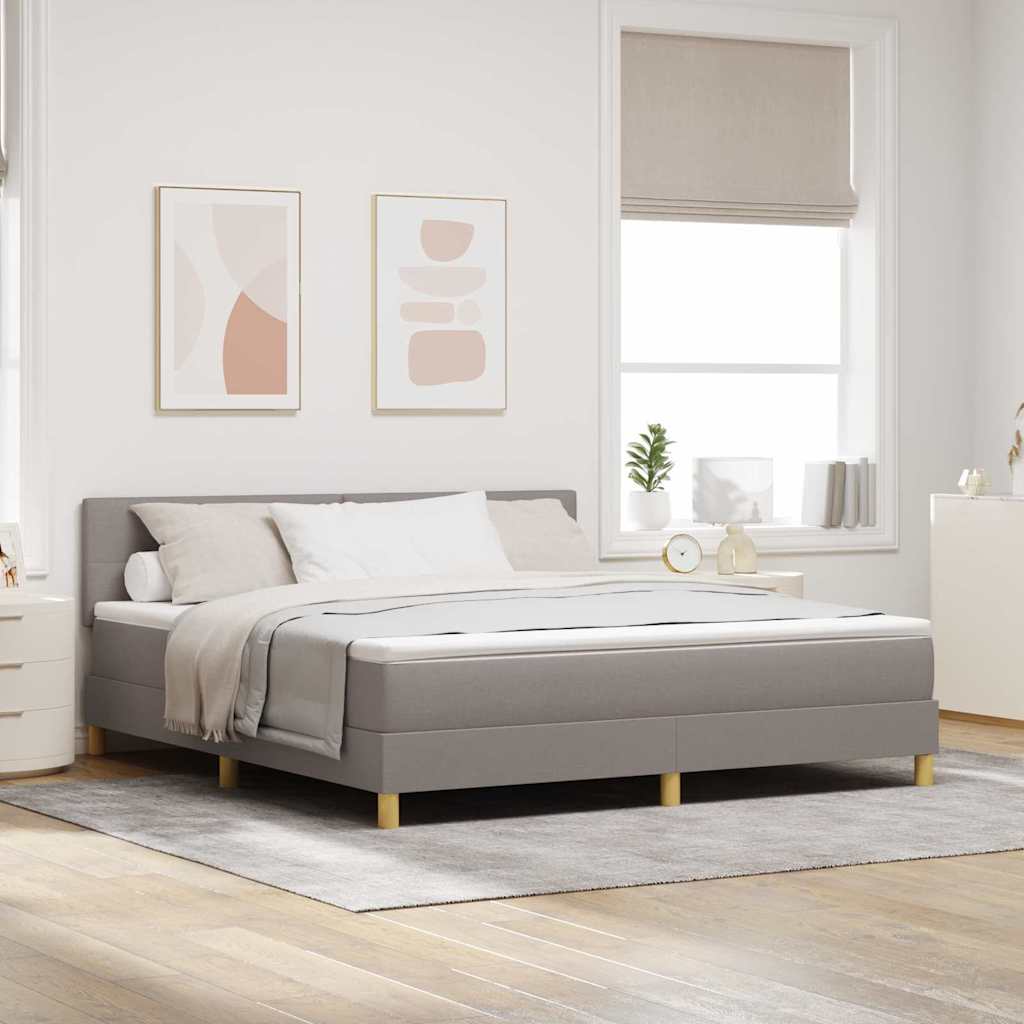 Boxspring Bed Met Matras Met Hoofdeinde Stof Taupe