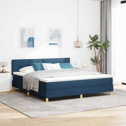 Boxspring Bed Met Matras Met Hoofdeinde Stof Blauw
